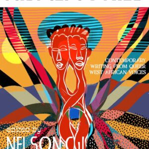 MisMemories, edited by Nelson C.J and Edwin Okolo: book cover with a red double-headed figure against a colourful abstract West African sunset